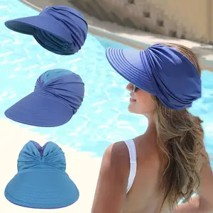 Chapeau de soleil à large bord pour femmes, chapeau de soleil d'été en plein air, casquette supérieure ouverte, visière de Protection solaire, chapeau de plage voyage bord de mer, casquette creuse