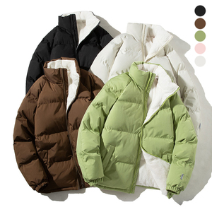 Fashion Winter New Men's Women's Thickened Fleece-lined Casual Zipper Stand Collar Warm Jacket Loose Coat
