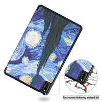 Étui pour tablette applicable pour Huawei Mate Pad 10.4 Honor Tablet V6 Housse de protection pour tablette peinte à trois volets