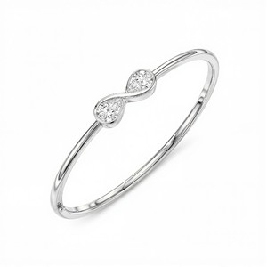 Luxury Women's Pear Shape Diamond <b>Bracelet</b> Bangle Modified <b>Infinity</b> Design Double Tier Bezel Setting Stackable Gift Fine Jewel - Product Image 3