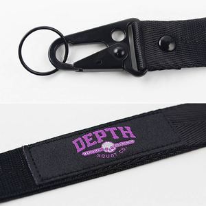 Factory Design Woven Embroidered Patch Short Eagle <b>Hook</b> Keychain Lanyard Motorcycle Wrist Lanyards With Logo Custom - Product Image 2