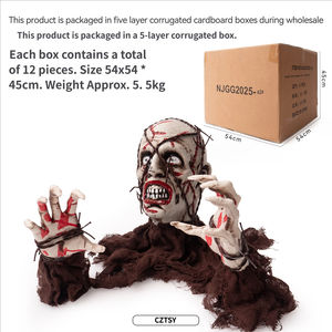 ของตกแต่งฮาโลวีนรูปซอมบี้แบบมีสายไฟ สำหรับเสียบลงดิน บ้านผีสิง ห้องลับ สนามหญ้า ภายใน/ภายนอกอาคาร เรืองแสง น่ากลัว - Product Image 6