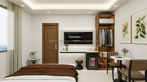 Muebles Modernos para Suite Estándar de Hotel 3 Estrellas, Juego de Dormitorio King con Estructura de Cama de Madera, Armario, Sofá y Mesa de Bar - Product Image 2