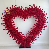 Arche de fleurs artificielles en forme de cœur, arche de roses en soie avec support pour cérémonie de mariage, location pour événements, décoration