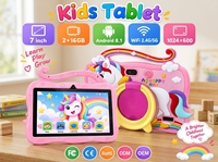 Tablette pour enfants 7 pouces Android 8.1 2 Go 16 Go WiFi 1024x600 rose, tablette éducative pour enfants avec étui licorne et support