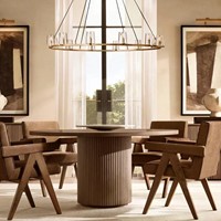 Table à manger ronde en chêne massif de style rétro américain, meubles faits à la main sur mesure pour la maison, l'hôtel et la restauration
