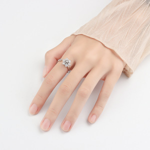 Dainty Geometric Cubic Zirconia Rotating <b>Rings</b> <b>Adjustable</b> Copper Platinum Plated Anxiety Relief Jewelry For Women - Product Image 2