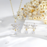 Conjunto de Collar y Aretes de Estrella de Cinco Puntas y Gota de Agua, Chapado en Oro de 14k, Popular, de Dos Piezas, al por Mayor para Mujer