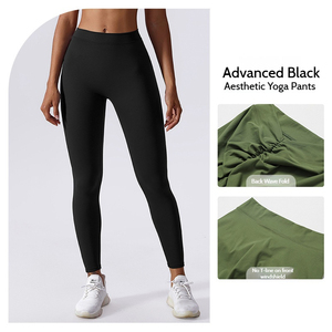 Pantalones de yoga de alta calidad al por mayor, pantalones de fitness plisados en forma de V, transpirables, con cintura elástica, para pilates y yoga. - Product Image 2