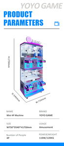 Machine à pinces à prix pour 4 joueurs, 2 niveaux, à monnayeur, pour centres commerciaux et salles d'arcade, en métal, garantie 1 an - Product Image 2
