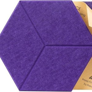 แผ่นดูดซับเสียงใยโพลีเอสเตอร์รูปตัว Y สำหรับตกแต่งผนังพื้นหลัง, แผ่นตกแต่งผนังห้องอัดเสียงรูปหกเหลี่ยม - Product Image 4