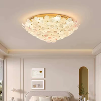 Lampe française de luxe pour chambre à coucher, luminaire moderne simple, chaleureux et romantique, plafonnier floral design pour chambre