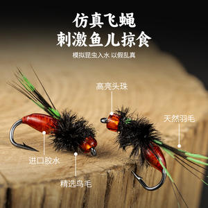 Kit de Señuelos para Pesca con Mosca, Set de Micro Pesca con Tres Anzuelos para Pesca en Agua Dulce y Lagos - Product Image 5