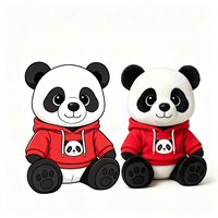 Adorable peluche panda en peluche avec sweat à capuche rouge imprimé, jouet doux, souvenir touristique de Chine
