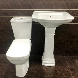 Inodoro de dos piezas para inodoro, Lavabo de Pedestal, lavabo de cerámica, juego de baño completo para cocina al aire libre, apartamento, dormitorio, uso - Product Image 3
