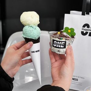 JN Vente en gros Gobelets à crème glacée biodégradables jetables en papier couché de 4oz 6oz personnalisés avec couvercles en forme de dôme pour expédition à usage industriel - Product Image 5