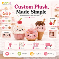 Pabrik Mainan Boneka Es Krim Custom, Boneka Ramah Lingkungan, MOQ Rendah untuk Hadiah dan Promosi Toko Gelato
