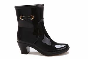 <span class=keywords><strong>Femme</strong></span> mignon talons extérieur imperméable pvc demi <span class=keywords><strong>pluie</strong></span> chaussures pour dame - Product Image 3