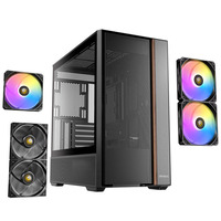 Gabinete de PC para Juegos de Torre Media con Ventilador, Vidrio Templado, Fuente de Alimentación y Sistema de Refrigeración Líquida