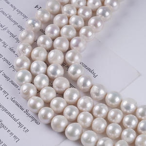 Zhuji 12-13mm White Edison Round Baroque Pearl Natural Freshwater <b>Loose</b> <b>Bead</b> String for Jewelry DIY Color Accessory Material - Product Image 5