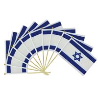Drapeau israélien à agiter à la main 14*21cm avec manche en bois, vente chaude, drapeau de pays en polyester imprimé numériquement pour exposition, vente en gros