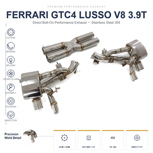 Échappement Cat-Back en acier inoxydable ING pour <span class=keywords><strong>Ferrari</strong></span> GTC4Lusso 3.9T V8 2016-2020 |   Système de silencieux à montage direct par boulons - Product Image 1