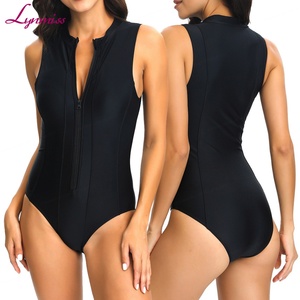 Maillot de bain menstruel une pièce sans manches à col en V pour femme LYNMISS, en Spandex/Nylon, anti-UV, séchage rapide, OEM, vêtement de plage - Product Image 1