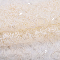 Tissu en dentelle brodé de paillettes florales personnalisées, respirant, infroissable, 100 % polyester, vente en gros