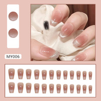 Faux ongles en plastique style œil de chat souriant, à couverture complète, amovibles, dégradés, avec autocollants, 24 pièces
