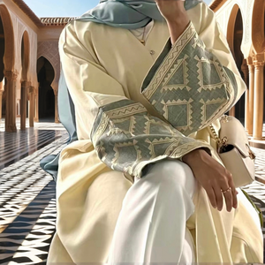 Loriya New Linen Open Abaya Turkey <b>EID</b> Modest Dubai Muslim Women <b>Dress</b> <b>Long</b> Cardigan Lightweight Digital Print - Product Image 2