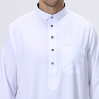 Qamis de style saoudien 2026 pour hommes, robe arabe blanche à manches longues, Jubba, vêtement islamique, Ramadan, Aïd, Dishdasha