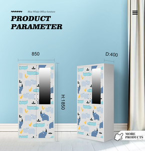 ตู้เสื้อผ้าเหล็กพิมพ์ลายราคาประหยัดสำหรับเด็ก - Product Image 2