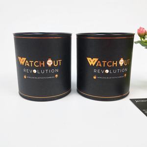 Écouteurs sans fil Bluetooth personnalisés Emballage en tube en carton avec couvercles métalliques Boîte cylindrique en papier Montre intelligente Tube en papier - Product Image 3