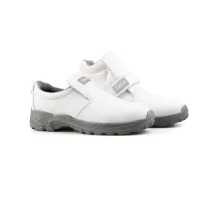 Mutfak gıda şirketi beyaz mikrofiber deri güvenlik ayakkabıları fabrika S2 çelik ayak koruyucu ayakkabılar