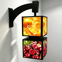 Boîte à lumière publicitaire LED rotative murale personnalisée à 4 faces, 1-2 niveaux, pour menu ou affiche, avec éclairage remplaçable