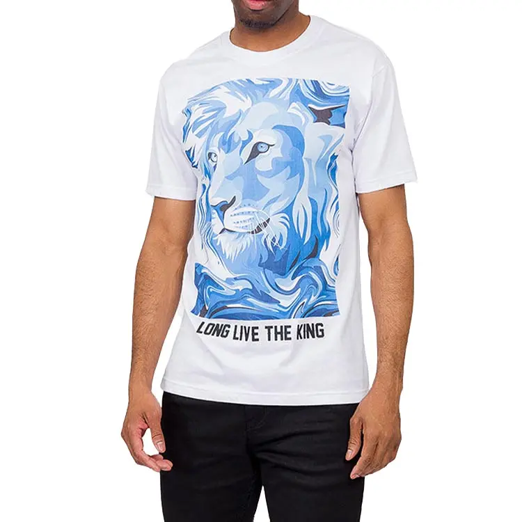 Factory Own Design Short Sleeve 100% Cotton Rubber Animal Lion Printing T-shirt For Boys