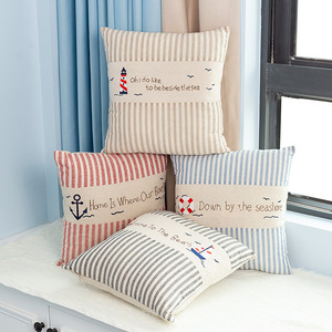 Mediterranean Embroidered <b>Pillow</b> Covers Striped Cotton Linen <b>Square</b> Home Decor Cushion Cases With Inserts - Product Image 1