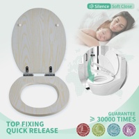 Siège de toilette en MDF à fermeture douce et dégagement rapide, base grise, couvercle WC jaune à grain naturel |   Siège de toilette