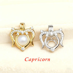 2026 <span class=keywords><strong>Fashion</strong></span> S925 liontin kandang perak kalung 12 rasi bintang liontin zodiak dengan pengaturan kosong mutiara hadiah yang indah - Product Image 3