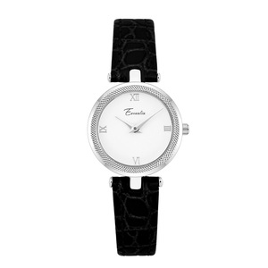 Reloj minimalista redondo para mujer con correa de cuero y movimiento de cuarzo - Product Image 6