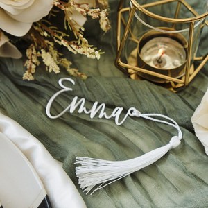 Único <span class=keywords><strong>de</strong></span> lujo <span class=keywords><strong>corte</strong></span> láser oro espejo acrílico boda lugar nombre etiquetas ajuste tarjeta con borlas para <span class=keywords><strong>fiesta</strong></span> Favor marcapáginas llavero - Product Image 2