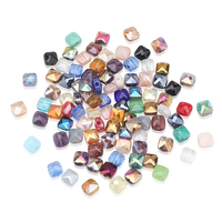Zhubi Multi Couleurs 6MM Perles De Verre Carrées Plates 50pcs AB Cubes De Cristal Brillant Perles De Verre Glaçure pour Kits De Fabrication De Bijoux