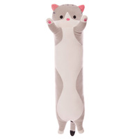 Coussin chat en peluche long et mignon, grand oreiller décoratif, oreiller de sommeil pour personne paresseuse, accessoires unisexes, emballé sous vide, multi-directionnel