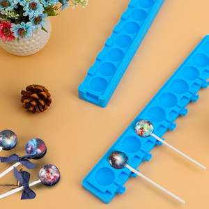Moule en silicone personnalisé avec logo, 10 cavités sphériques, pour sucettes, ciel étoilé, chocolat, dessins animés, pour bonbons sur bâtonnet - Product Image 4
