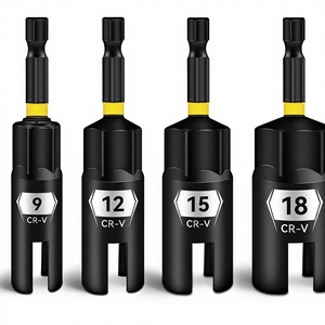 Jeu de tournevis à écrous à oreilles 4 pièces, tige hexagonale 1/4 po, en acier, codées par couleur (9mm/12mm/15mm/18mm), phosphatées noires, pour MYJ Myj, tige hexagonale 1/4 po - Product Image 1