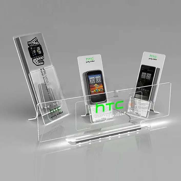 Ekran standı OEM moda öğe şanslı cep telefonu akrilik masa broşürü ekran
