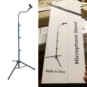 ライトとマイクを備えたテーブルマイクと電話用の拡張可能な機能を備えたプロフェッショナル三脚スタンド - Product Image 6