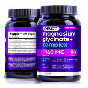 OEM 1160mg capsule di glicinato di magnesio con Aloe Vera, integratore D3 e K2 supporta una sana risposta allo Stress, funzione muscolare - Product Image 1