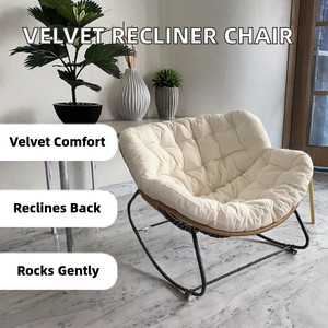 Modern Living Room Bedroom Bamboo and rattan Furniture Wholesale Price Comfortable Fabric Single <b>Recliner</b> Sofa Rocking Chair - Product Image 2