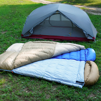 Grand sac de couchage rectangulaire en duvet, double fermeture éclair, pour deux personnes, sac de camping chaud pour l'hiver